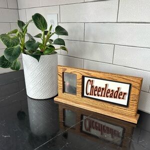 Vintage Cheerleader Solid Wood Photo Plaque